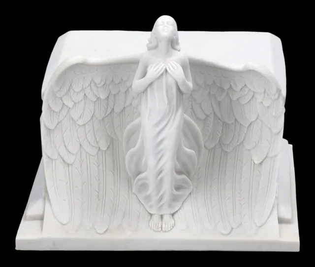 Tier Urne weiß - Engel steigt empor | Engelfigur Bestattung 2