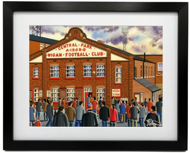 Wigan, Central Park Stadium High Quality Framed Rugby League Art Print Approx A4