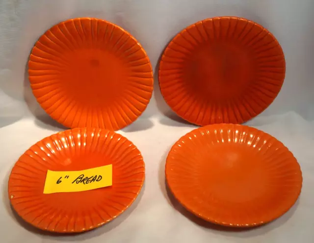 Lot of 4 STANGL 6" BREAD/BUTTER PLATES Colonial Tangerine