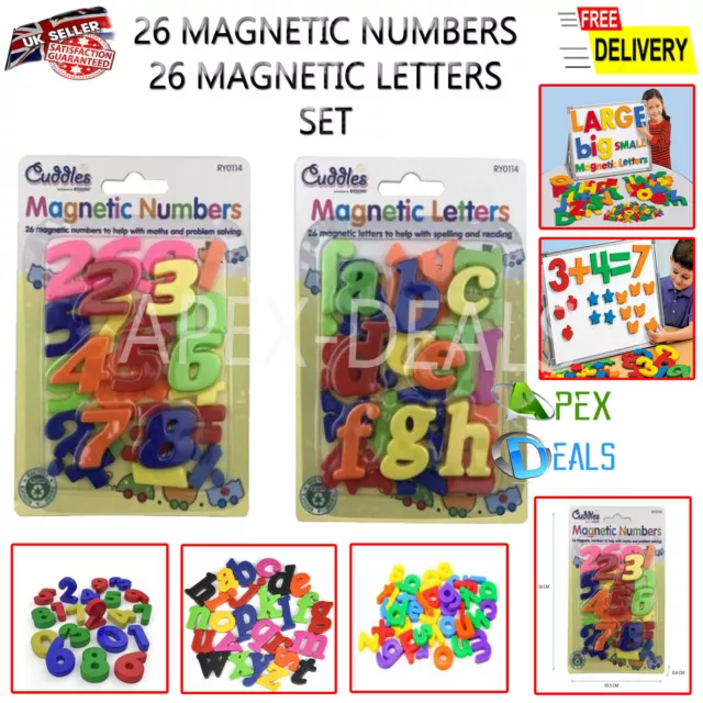 52pc Large Magnetic Letters Alphabet & Numbers Fridge Magnets Kids Learning Toys