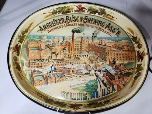 Anheuser-Busch Brewing Ass'n, Metal Serving Tray, St Louis Mo Brewer