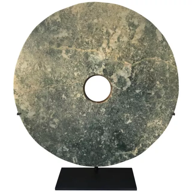 Important Ancient Chinese Large 14.75" Round Jade Bi Disc, 2000 BCE