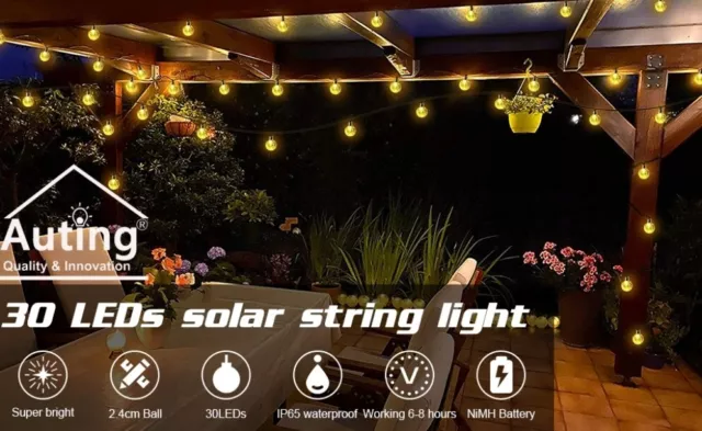 Catena Luminosa Esterno Solare,Useber 30 LED Impermeabile Luci Stringa Solare pe