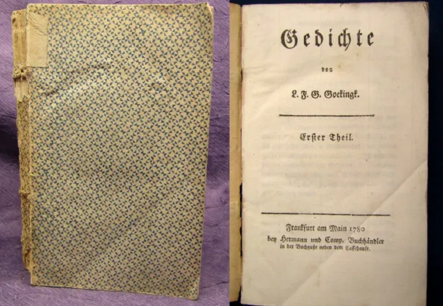 Goekingk Gedichte 1780 1.Teil apart Klassiker Belletristik Lyrik Erzählungen js