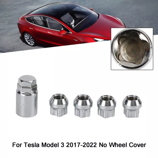 4PCS Wheel Lock Lug Nut pour Tesla Model S/3/X/Y All Year Chrome M14×1.5