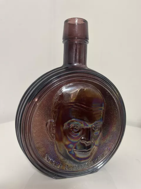 Vintage "Dwight D. Eisenhower" Amethyst Iridescent Glass Decanter By Wheaton