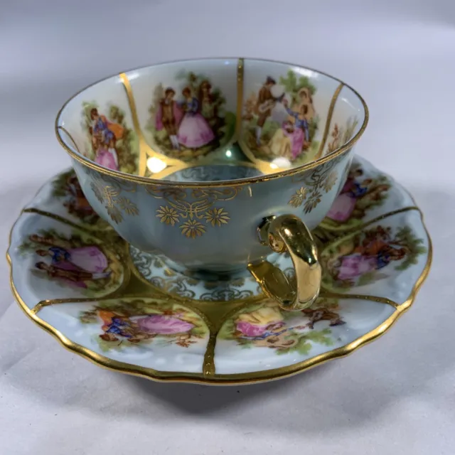 Fragonard Love Story Bavaria West Germany Teacup And Saucer Mint Condition 2