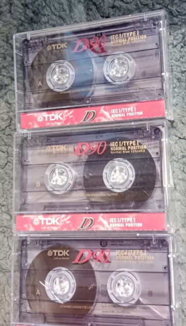 3x TDK D90 Blank Audio Cassette Tapes IEC I/Type 1