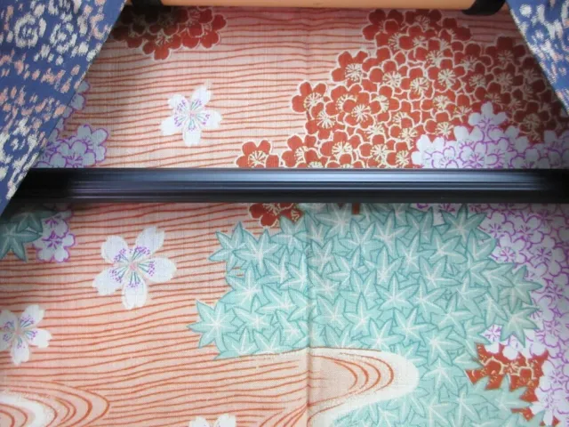 8054N4 Silk Vintage Japanese Kimono Haori Jacket Plum blossom Meisen Long 3