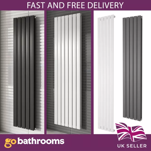 Flat Panel Radiator Vertical Designer Central Heating White Grey Upright Heater