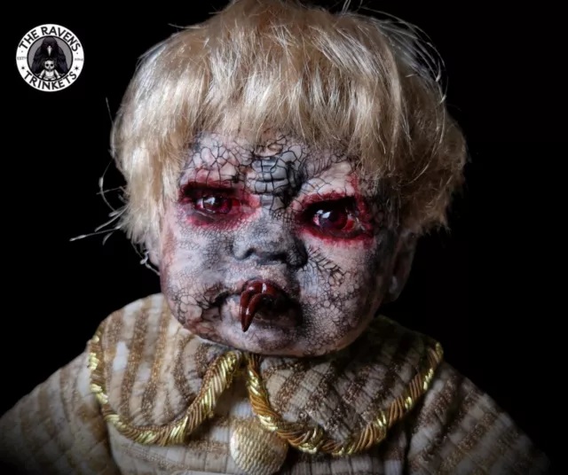 Creepy Demon Horror Doll  Gothic Decor | OOAK Goth Halloween prop Spooky Doll