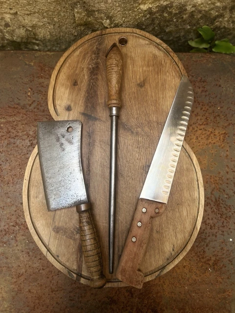 Ancienne Planche à Découper En Bois – Billot Boucherie, Déco Cuisine Campagne