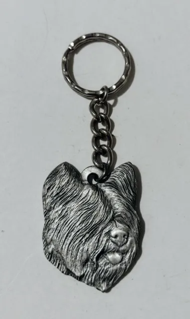 Vintage 1983 Rawcliffe Pewter I Love My Skye Terrier Dog Keychain Key Ring