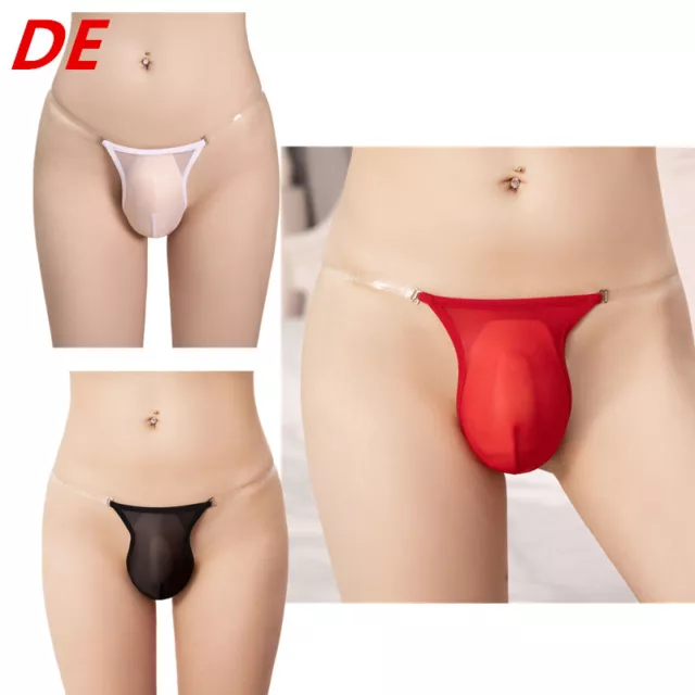 DE Herren Transparent G-String Tanga Unterwäsche Slip Bulge Pouch Erotik Dessous