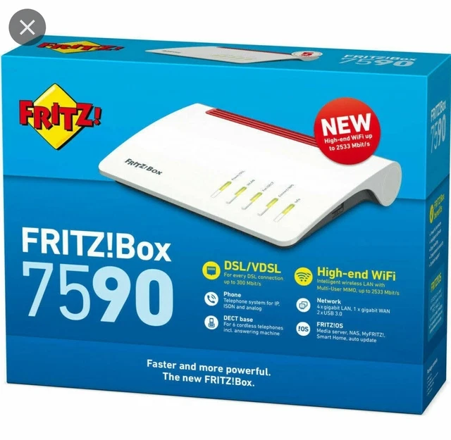 Modem AVM Fritz Box 7590 PER TUTTI I GESTORI INTERNET FIBRA WI-FI DSL VDSL2 FTTH