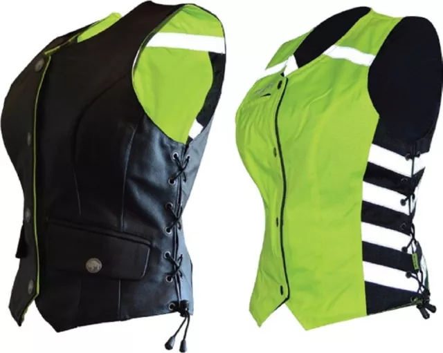 Nos Missing Link 261-1130L Reversible Safety Vest Black Hi-Vis Size Womens Lg