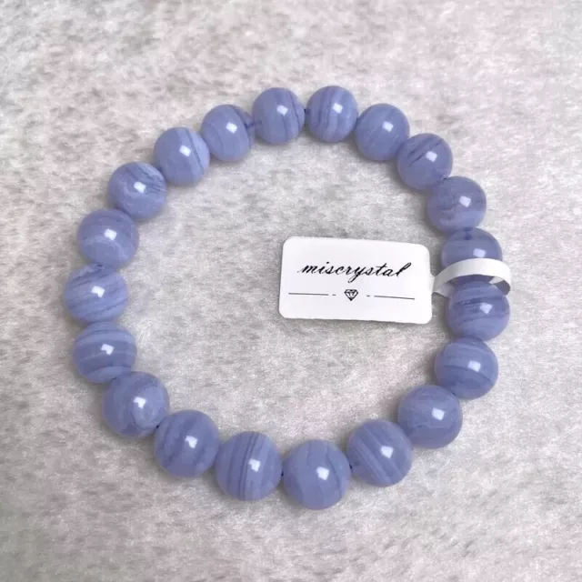 Blue Lace Agate Natural Gemstone 8mm Beads Healing Reiki Balance Bracelet Gift