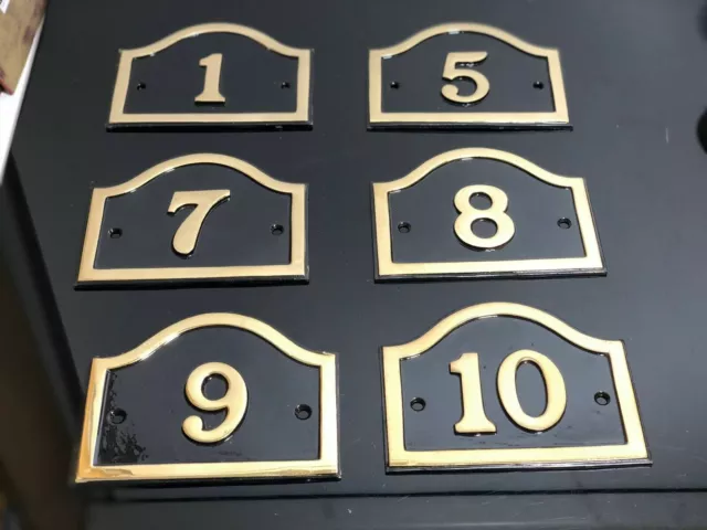 Solid Brass House Number Black Country Metal Work. Black + Gold Arched Brand New