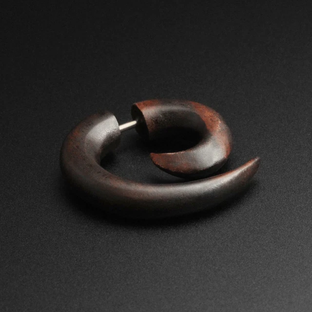 Narra Wood Fake Gauge Spiral Faux Ear Plug Stretchers