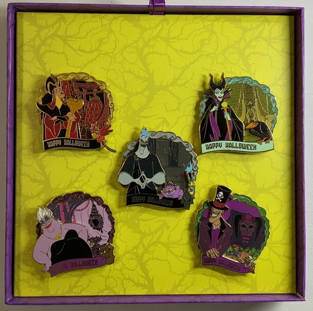 DISNEY HALLOWEEN VILLAINS Lairs 5 Pin Box Set LE 1500 Ursula Hades