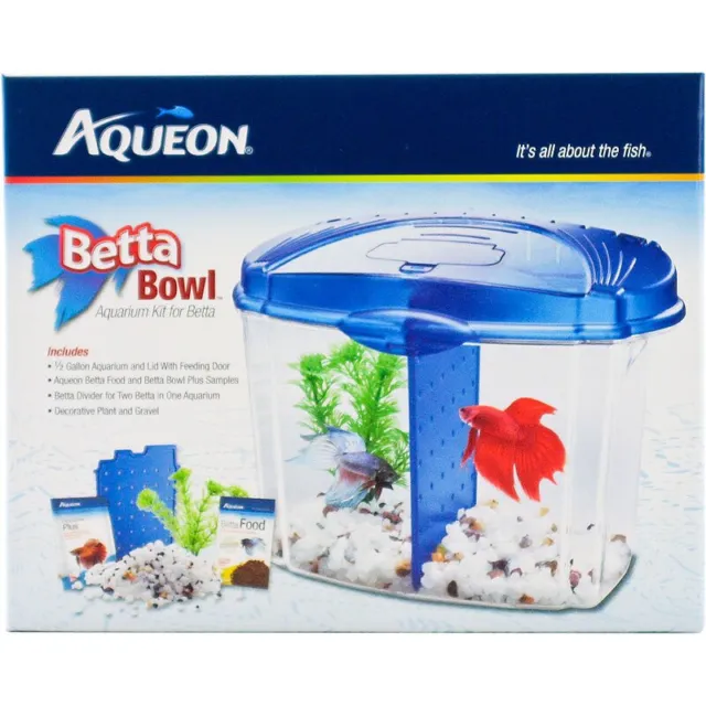Aqueon Betta Bowl Starter Aquarium Kit - Blue