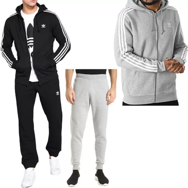 Adidas Originals 3 Stripes Mens Sports Tracksuit Gym Full Zip Hoodie Joggers