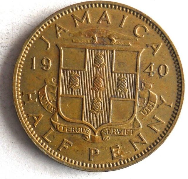1940 JAMAICA 1/2 PENNY - Excellent Coin - FREE SHIP - Vintage Bin #16