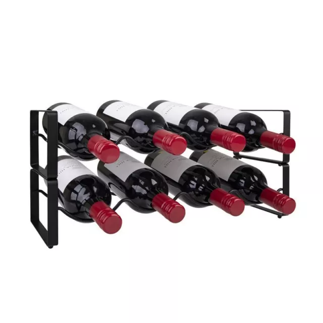 Bartender -  2 Tier 8 bottle Stackable Wine Rack Black