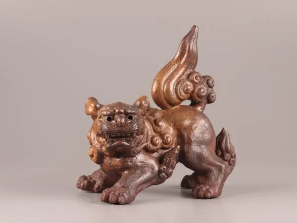 SHISHI LION BIZEN Ware Pottery Statue 9.9 inch Japan Antique Old Figurine Figure