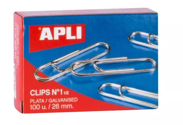 Clips de Papel - Acabado Galvanizado Plata - 26 mm -  Pack 5 x 100 unidades