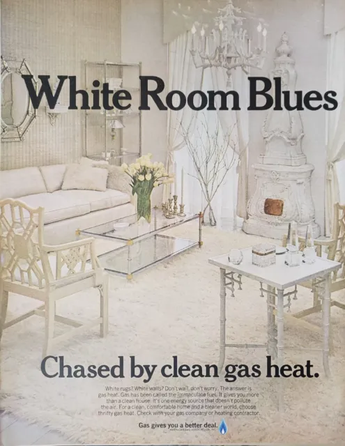 1970 American Gas Assoc. Gas Gives Clean House White Room Blues Print Ad