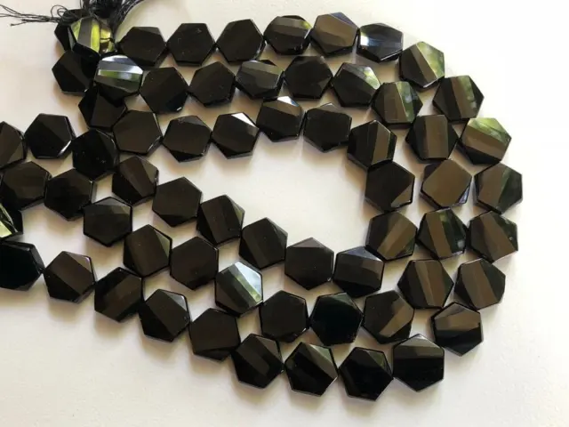 16 MM Onyx Noir à Facettes Hexagone Perles, Naturel Déguisement Hexagone Perles
