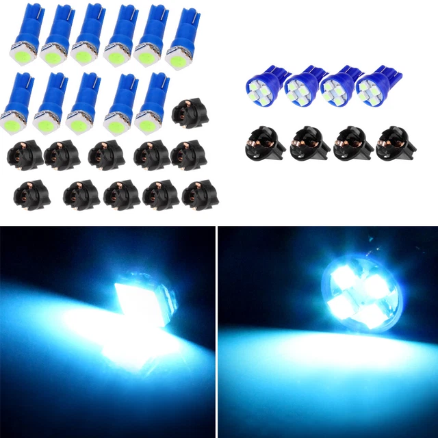 15x T5 T10 74 194 LED Instrument Gauge Cluster Light w/ Twist Socket Ice Blue