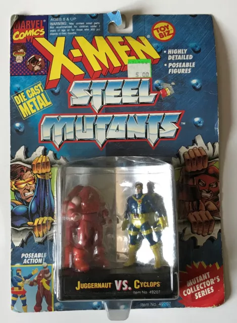 Vintage Marvel X-Men Steel Mutants Juggernaut Vs Cyclop Die Cast Toybiz New