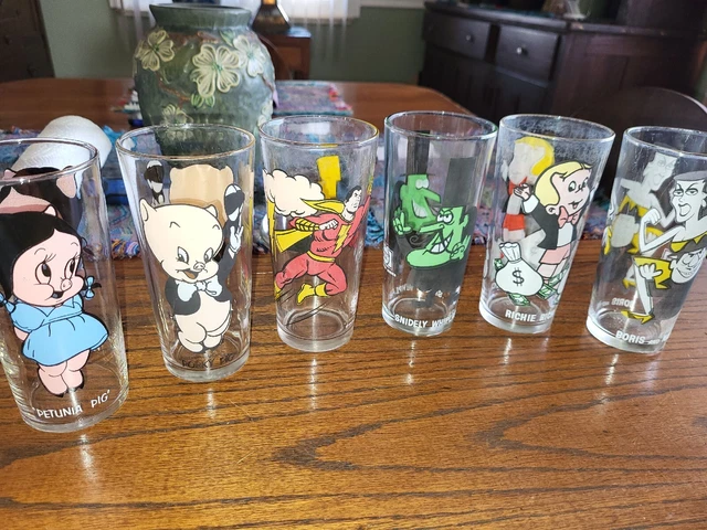 6 Pepsi Collector Series  Glass 1970s Boris Natascha Snidely Shazam ++