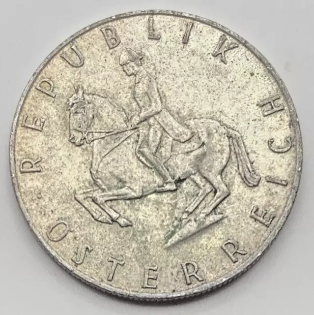 1960 Austria Silver (.640) 5 Schilling Coin- Free Shipping