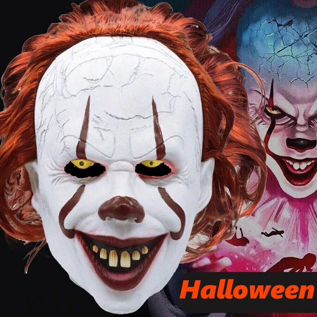 SCARY CLOWN PENNYWISE IT Full Mask Evil Eyes Horror Cosplay Halloween