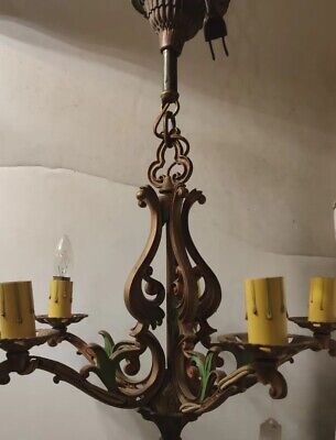 Art Nouveau/Arts & Crafts Era 5 Light Polychrome Original Finish intact