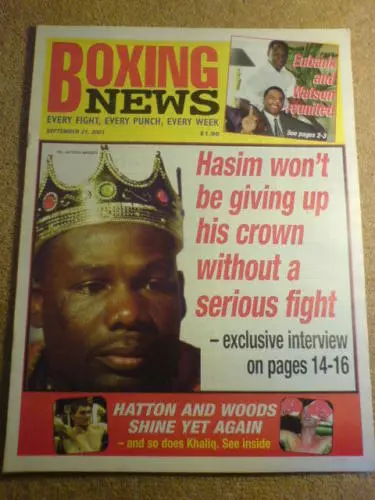 BOXING NEWS - 21 Sept 2001 - EUBANK & WATSON