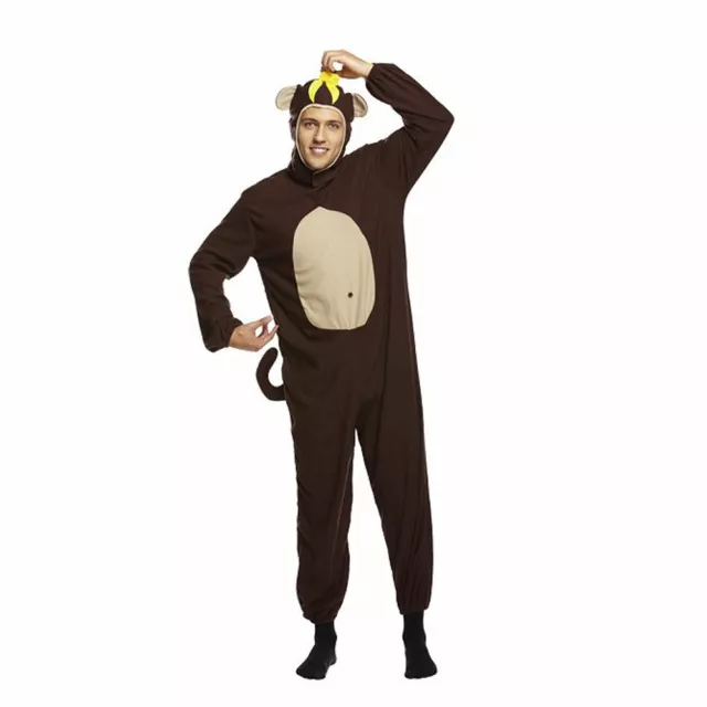 Unisex Erwachsene Affe Schimpanse Tier Banane Schickkleid Kostüm Bühnenoutfit