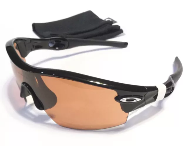 OAKLEY RADAR SUNGLASSES Polished Black Frames Silver Icons VR28 Trail Lens A19