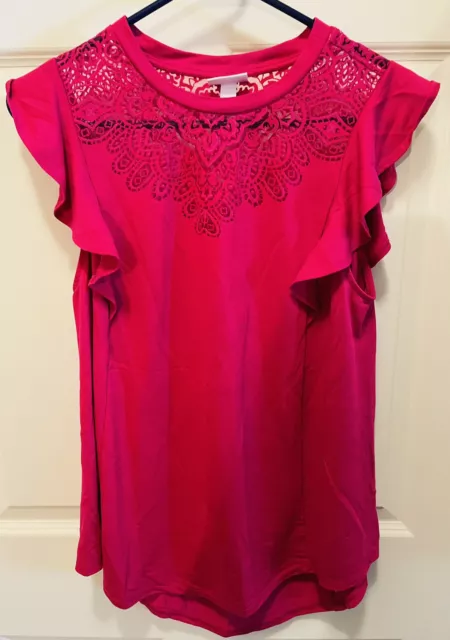 Isabel Maternity Pink Short Sleeve V-Neck T-Shirt Women's Size Small