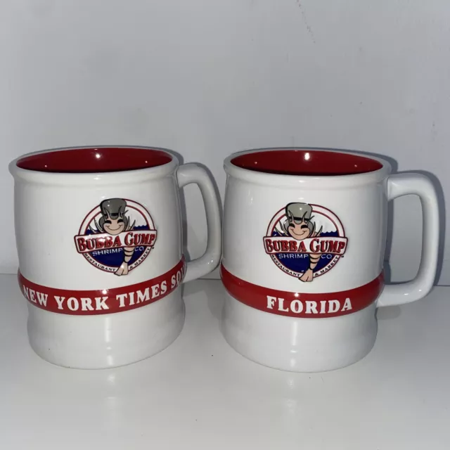 Bubba Gump Shrimp Co Mugs Cups New York Times Square & Florida White Red Pair