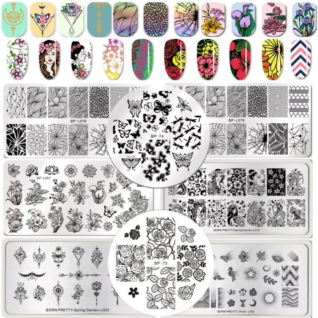 Flower Nail Stamping Plates Geometry Line Nail Art Printing Templates