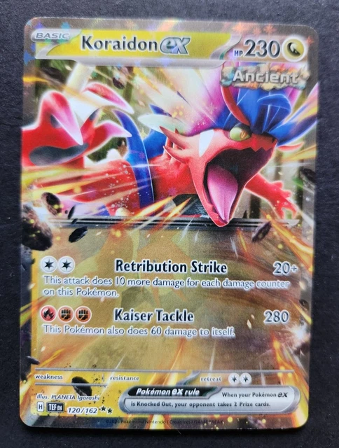 Pokémon Karte Koraidon Ex 120/162 Double Rare + Toploader – Aus SV Temporal Forces, Englische Near Mint Edition