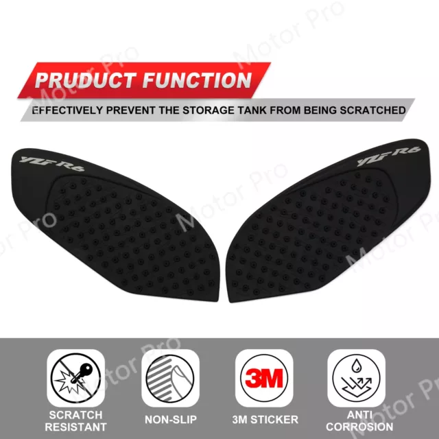 Tank Traction Side Pad Fuel Gas Knee Grip Protector For Yamaha YZF R6 2008-2016