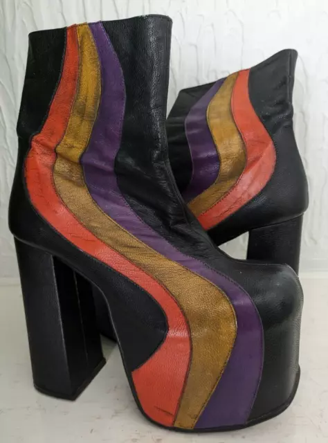 SACHA LONDON Vintage 1970s Platform Shoes Size 38 UK Size 5 Purple Orange Yellow