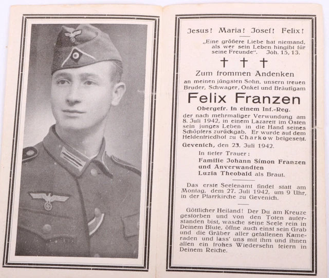 S24 Original WW2 Sterbebild Ogf. Infanterie Charkow 8.7.1942
