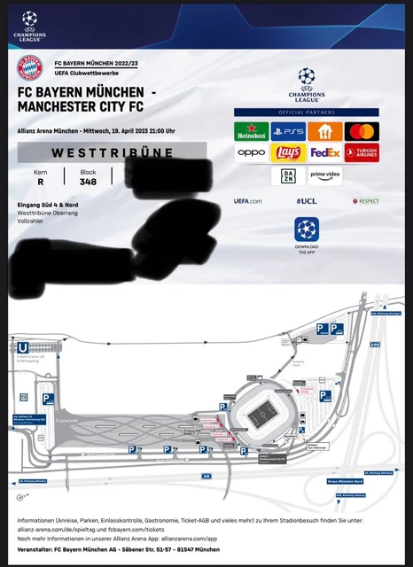FCB München VS Man City 2 Karten Kategorie 2