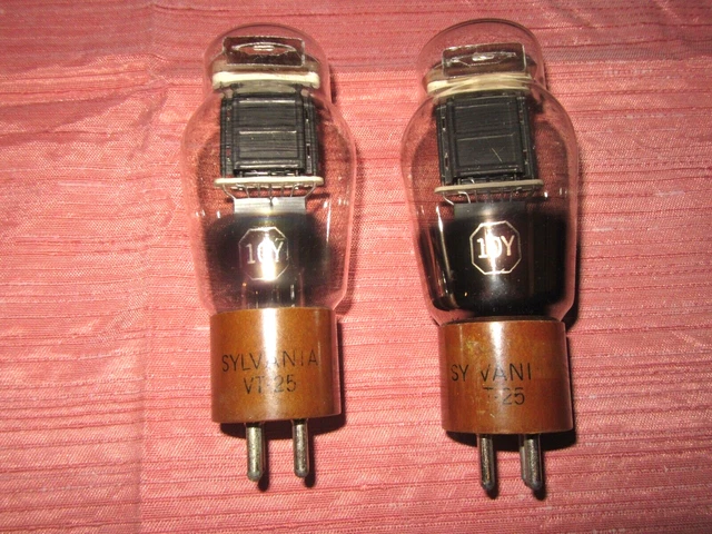 Two 1930'S  Vintage Sylvania   10Y  Power Triodes . Filament Ok
